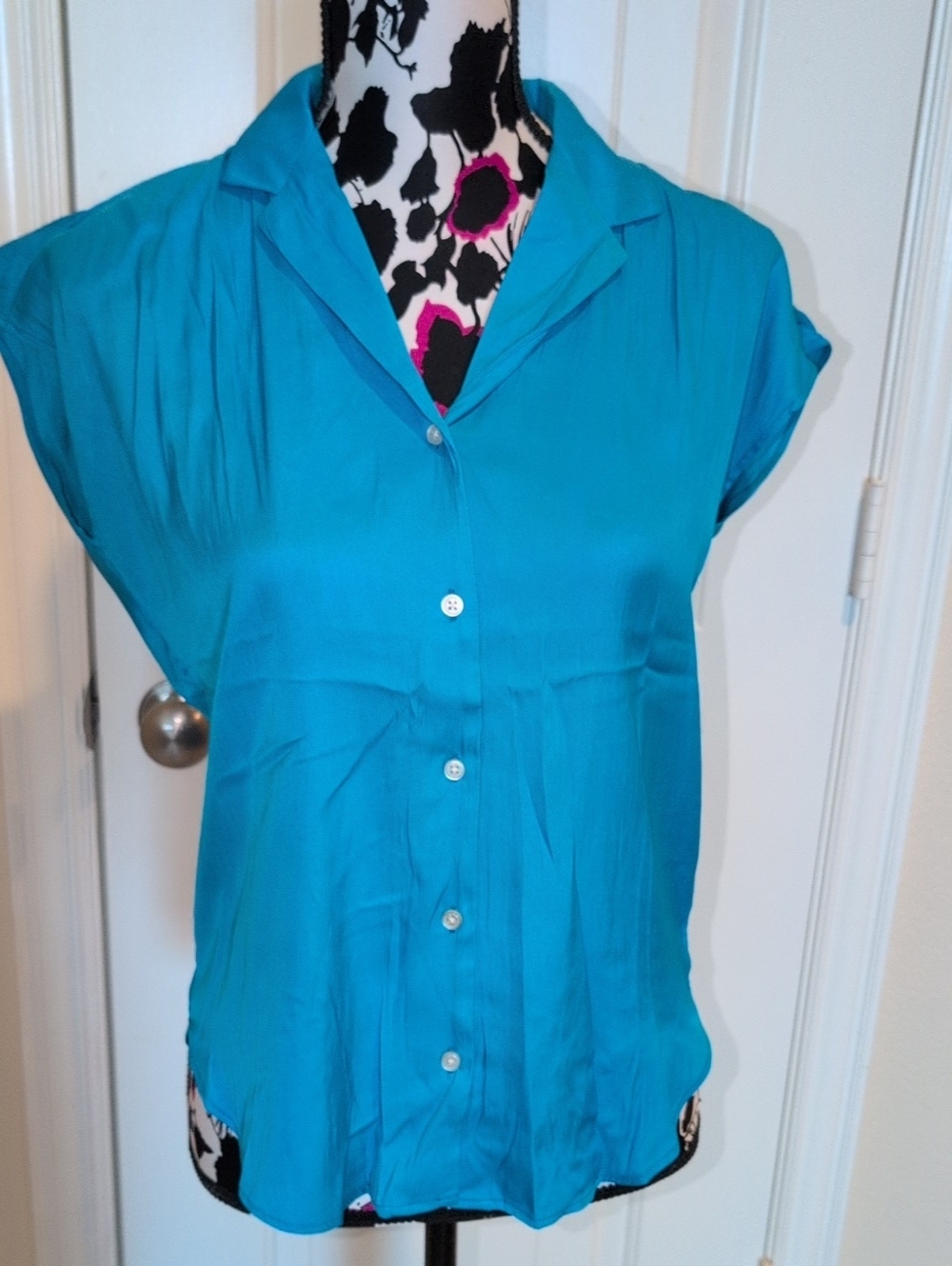 Philosophy Teal Green Cap-Sleeve Button Down Top Size XS New W/ Tag